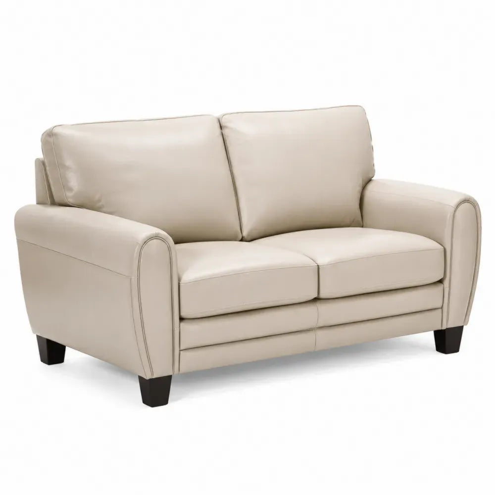 2-Sitzer Sofa mit Armlehnen PU Kunstleder Polster Kautschukholzbeinen rechteckig Beige Schwarz 145 x 82 x 87 cm