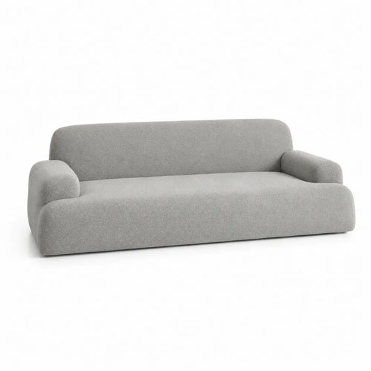 3-Sitzer Sofa mit Armlehnen aus Polyester-Bouclé abgerundete Form Hellgrau 220 x 88 x 76 cm