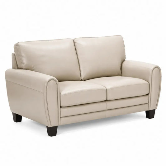 2-Sitzer Sofa mit Armlehnen PU Kunstleder Polster Kautschukholzbeinen rechteckig Beige Schwarz 145 x 82 x 87 cm